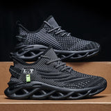 YRZL Men Sports Running Black Jogging Shoes Casual Sneakers Outdoor Breathable Mesh Women Light Shock-absorption Black Tennis