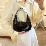 Retro Red Bag for Women Girls Half Moon Bag