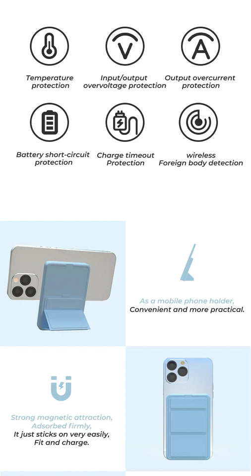 10000mah Foldable Magnetic Power Bank For IPhone External Battery Powerbank Wireless Charger For iPhone Huawei Xiaomi Samsung