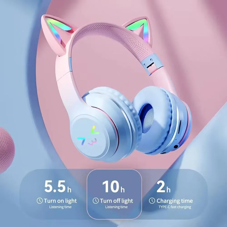 RGB Glow Portable Headphones Blutooth