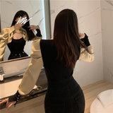 Office Lady Solid Color Patchwork Shirt