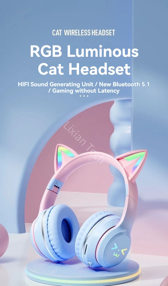 RGB Glow Portable Headphones Blutooth