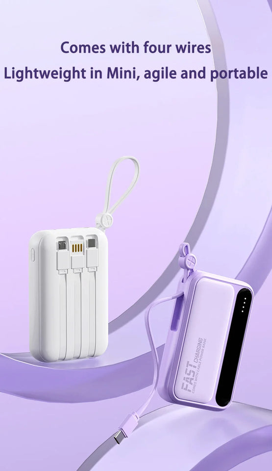 Xiaomi 100000mAh Large Capacity Power Bank Portable fast charging power bank with built-in 4 Cables Battery For IPhone Samsung